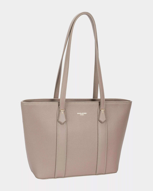 David Jones Leather Tote Bag with Gold Hardware - Trendsi - Flyclothing LLC