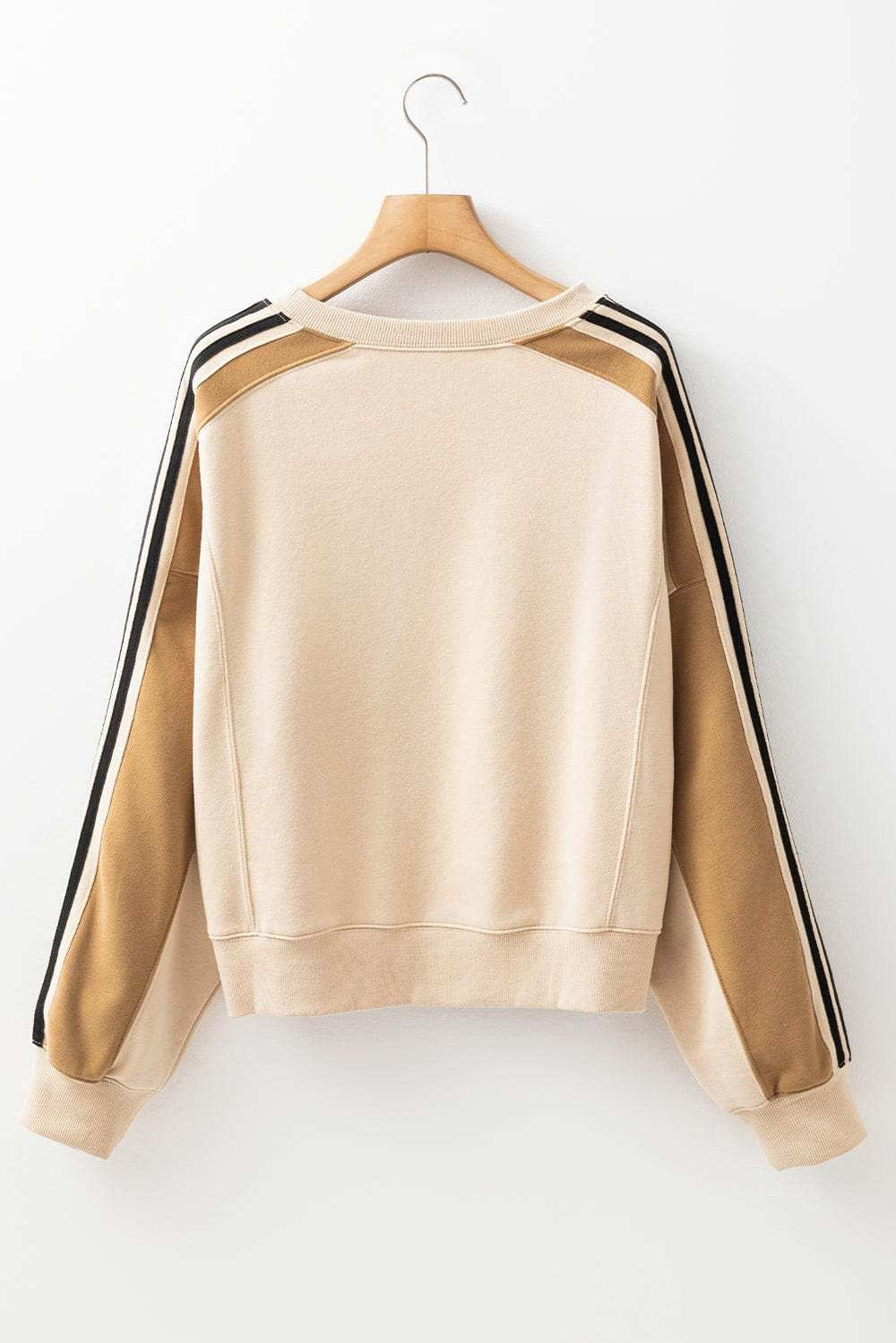 Contrast Round Neck Long Sleeve Sweatshirt - Trendsi - Flyclothing LLC