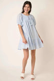 Mittoshop Tassel Tie Plaid Gauze Short Sleeve Mini Dress - Trendsi - Flyclothing LLC