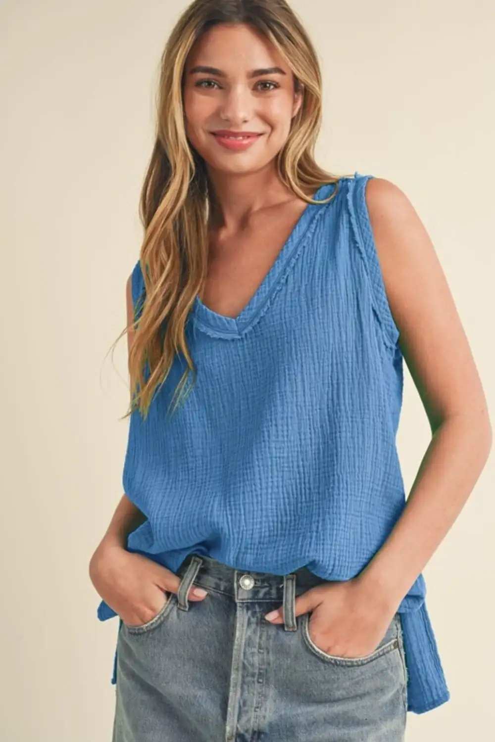 Aemi + Co V-Neck Wide Strap Tank - Trendsi - Flyclothing LLC