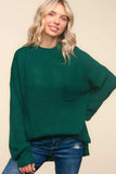 Haptics Full Size Mock Neck Side Slit Knit Top - Trendsi - Flyclothing LLC