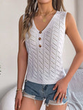 Openwork V-Neck Knit Vest - Trendsi - Flyclothing LLC