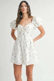 MABLE Floral Print Puff Sleeve Mini Dress - Trendsi - Flyclothing LLC