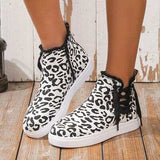 Lace-Up Round Toe Canvas Boots with Side Zip - Trendsi - Flyclothing LLC