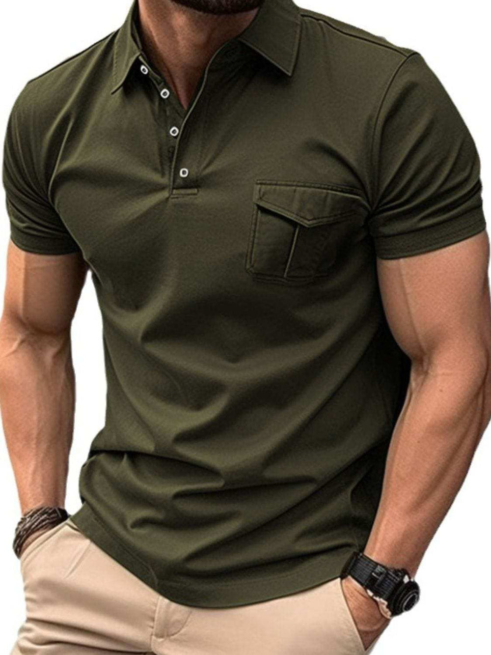 Men's Full Size Collared Neck Short Sleeve Polo Plus Size - Trendsi - Flyclothing LLC