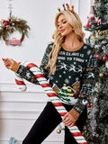 Graphic Round Neck Long Sleeve Sweater - Trendsi - Flyclothing LLC