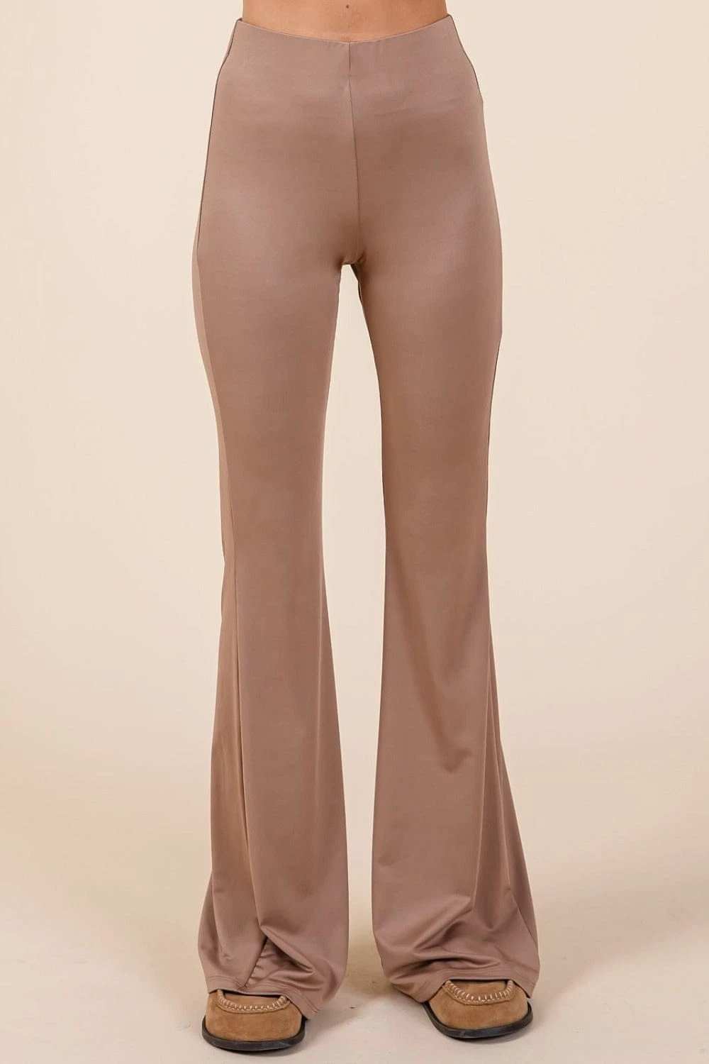 Mittoshop Stretchy Soft Elastic Waist Flare Pants - Trendsi - Flyclothing LLC