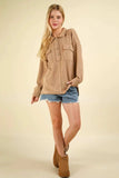 VERY J Collared Half Button Knit Top with Pockets - Trendsi - Flyclothing LLC