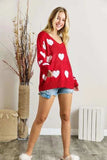 ADORA Full Size Heart V-Neck Knit Top Plus Size - Trendsi - Flyclothing LLC