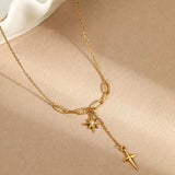 18K Gold-Plated Cross Necklace - Trendsi - Flyclothing LLC