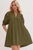 Oh Frill Notched Puff Sleeve Babydoll Mini Dress - Trendsi - Flyclothing LLC