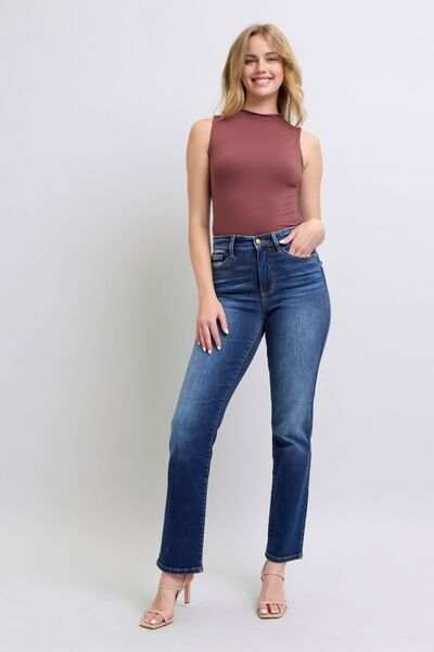 Judy Blue Full Size Washed Straight Leg Jeans with Pockets - Trendsi - Flyclothing LLC
