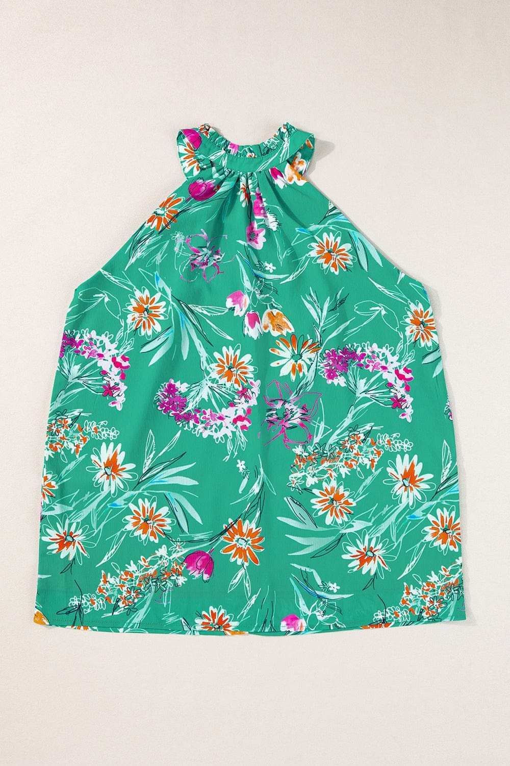 Frill Printed Grecian Tank - Trendsi - Flyclothing LLC