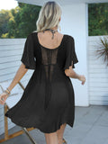 Openwork Flutter Sleeve Cover-Up Dress - Trendsi - Flyclothing LLC