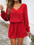 Cutout V-Neck Long Sleeve Mini Dress - Trendsi - Flyclothing LLC