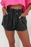 Drawstring High Waist Denim Shorts with Pockets - Trendsi - Flyclothing LLC