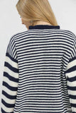 Umgee Ruffle Neck Stripe Sweater - Trendsi - Flyclothing LLC