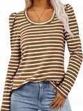 Striped Round Neck Long Sleeve T-Shirt - Trendsi - Flyclothing LLC