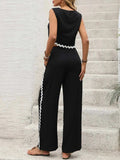 Round Neck Sleeveless Top and Pants Set - Trendsi - Flyclothing LLC