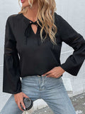 Perfee Tie Neck Long Sleeve Blouse - Trendsi - Flyclothing LLC
