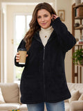 Plus Size Zip Up Long Sleeve Hooded Outerwear - Trendsi - Flyclothing LLC