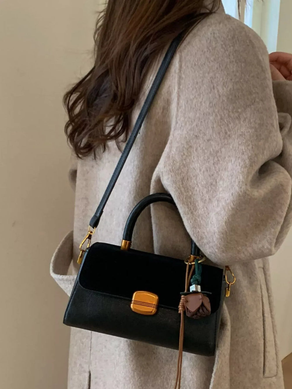 Flap Crossbody Bag with Charm - Trendsi - Flyclothing LLC