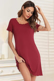 Round Neck Short Sleeve Lounge Dress - Trendsi - Flyclothing LLC