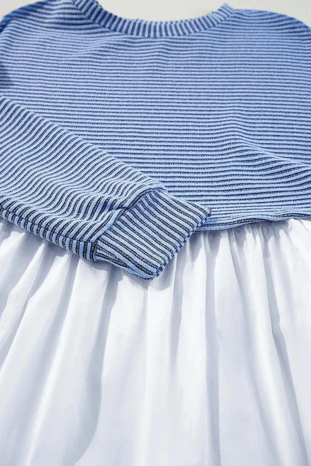 Striped Round Neck Long Sleeve Mini Dress - Trendsi - Flyclothing LLC