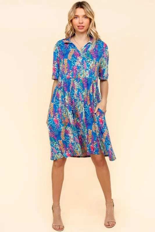 Haptics Johnny Collar Babydoll Dress with Side Pockets - Trendsi - Flyclothing LLC
