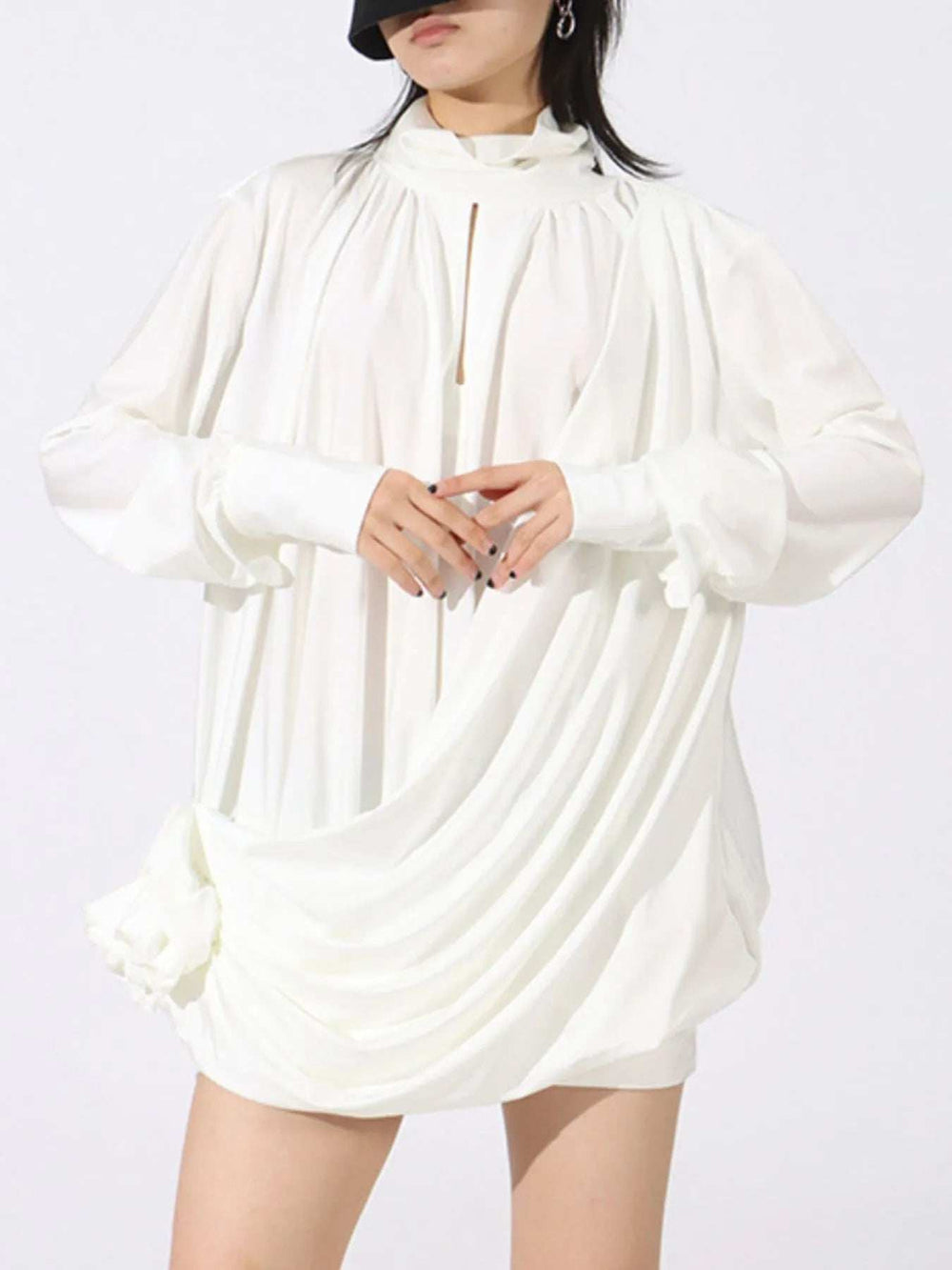 Ruched Long Sleeve Mini Dress - Trendsi - Flyclothing LLC