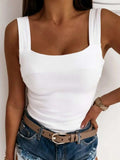 Square Neck Wide Strap Tank - Trendsi - Flyclothing LLC