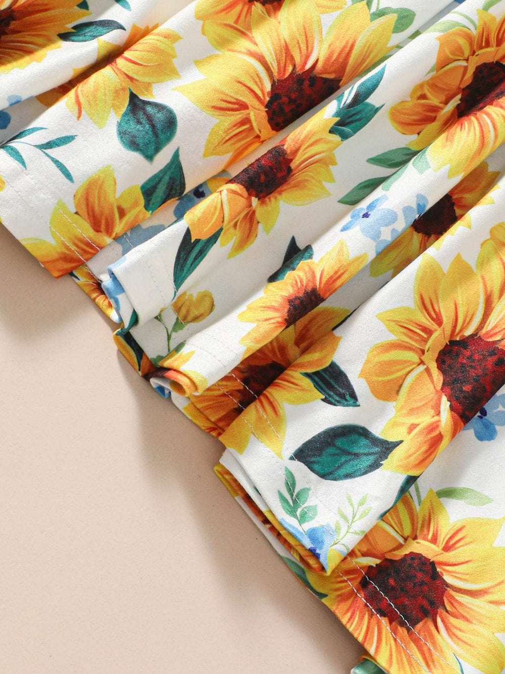 Kids Sunflower Print Round Neck Long Sleeve Dress - Trendsi - Flyclothing LLC