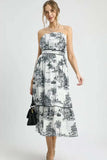 Umgee Printed Tiered Tube Midi Dress - Trendsi - Flyclothing LLC