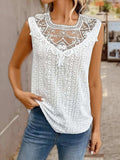 Lace Eyelet Sleeveless Top - Trendsi - Flyclothing LLC
