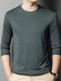 Men's Plus Size Round Neck Long Sleeve T-Shirt - Trendsi - Flyclothing LLC