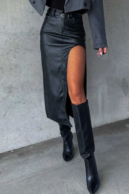 Slit Midi Skirt with Pockets - Trendsi - Flyclothing LLC