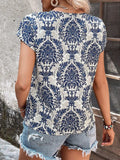 Printed Short Sleeve Blouse - Trendsi - Flyclothing LLC