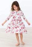 Footballs & Flowers 3/4 Sleeve Pocket Twirl Dress - Mila & Rose ® - Flyclothing LLC