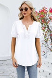 Frill Notched Short Sleeve Blouse - Trendsi - Flyclothing LLC