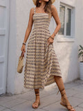 Printed Tiered Wide Strap Midi Dress - Trendsi - Flyclothing LLC