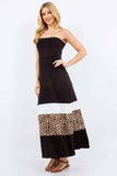 Celeste Full Size Leopard Color Block Tube Maxi Dress Plus Size - Trendsi - Flyclothing LLC