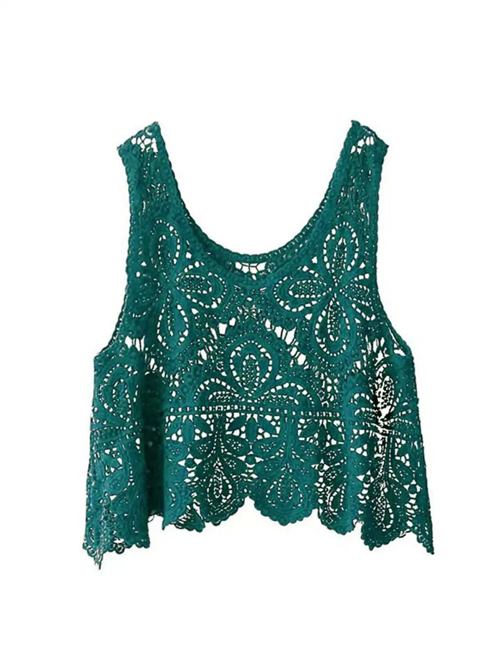 Cutout Scoop Neck Sleeveless Knit Cover Up - Trendsi - Flyclothing LLC