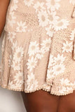 Double Take Floral Lace Pompom Detail Tie-Waist Flutter Sleeve Dress - Trendsi - Flyclothing LLC