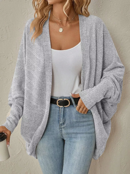 Casual Knit Open Front Cardigan - Trendsi - Flyclothing LLC