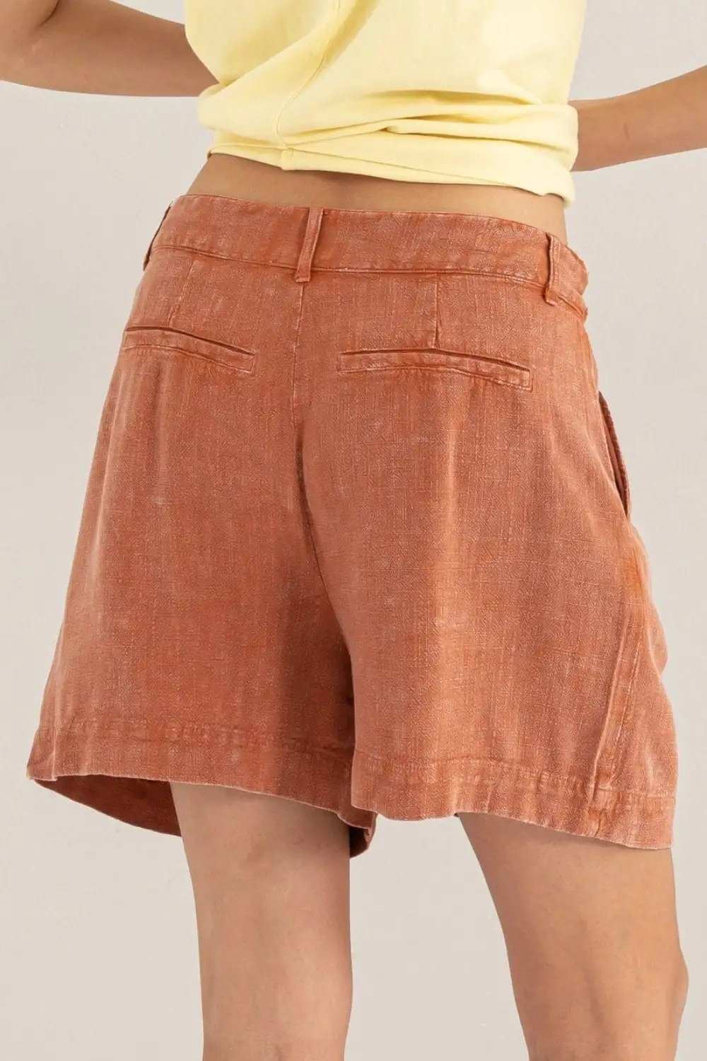 HYFVE High Waist Pleated Linen Shorts - Trendsi - Flyclothing LLC