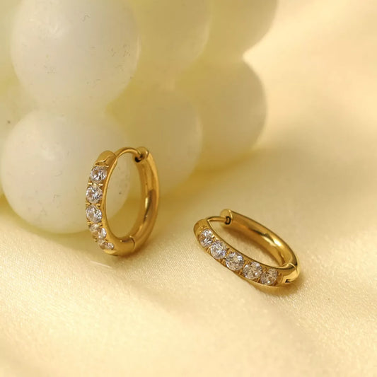 18K Gold-Plated Zircon Hoop Earrings - Trendsi - Flyclothing LLC