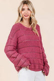 Mittoshop Openwork Round Neck Drop Shoulder Sweater - Trendsi - Flyclothing LLC