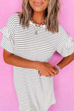 Stripe Round Neck Short Sleeve Mini Dress - Trendsi - Flyclothing LLC