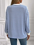 Ivy Lane Striped Round Neck Long Sleeve Sweatshirt - Trendsi - Flyclothing LLC