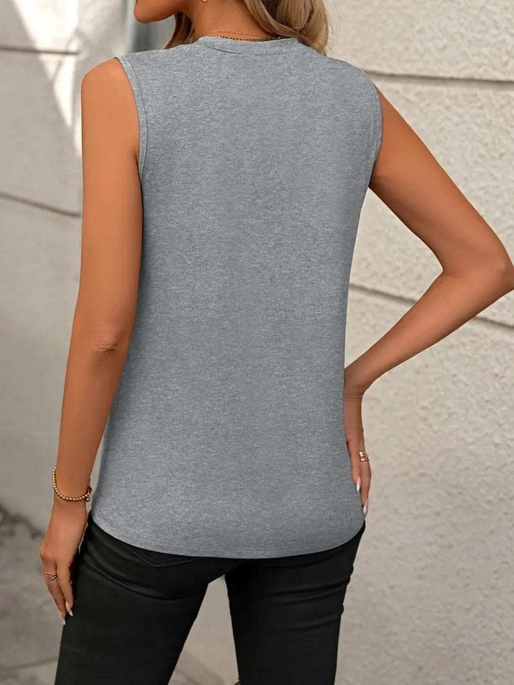 Round Neck Sleeveless Tank - Trendsi - Flyclothing LLC